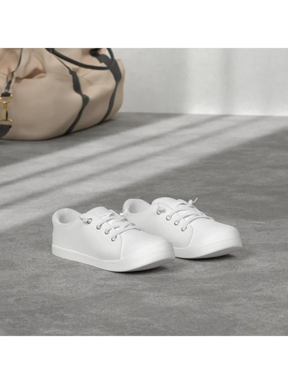 Womens White Canvas Slipon Canvas Sneaker Low Top Walking Shoes Fashion Sneakers